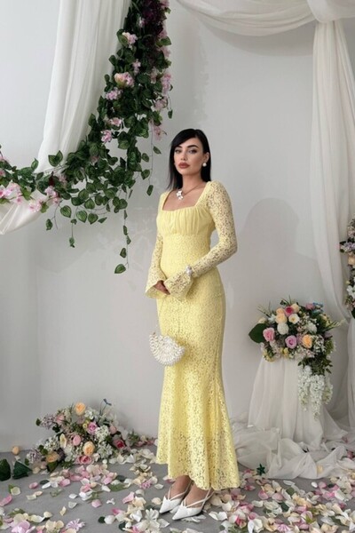 GENERAL Soft Long Sleeve Dress with Lace Detail - Made in Turkey
