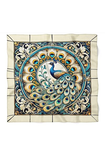 IŞIKTAŞ COLLECTİON وشاح باندانا بنمط الطاووس 50*50