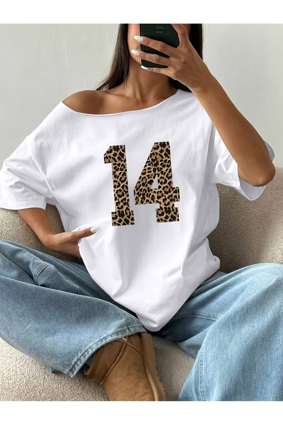 OVER HEAD Tricou de damă cu imprimeu Leopard 14, cu gât barcă și umeri goi, 1...