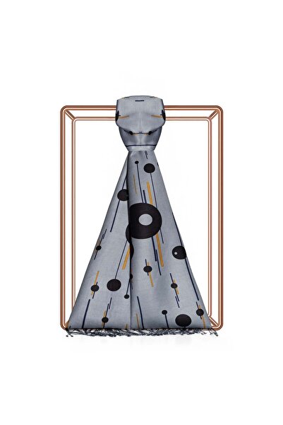 ipekevi Cosmic Traces Patterned Silk Shawl 09380-Silver