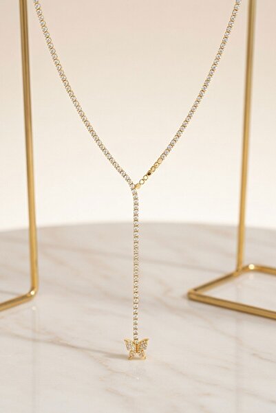 bacc Gold Zircon Stone Waterway Butterfly Figured Necklace