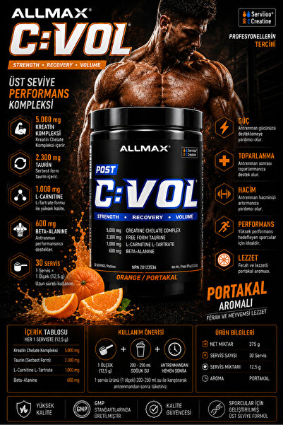 ALLMAX C:VOL Kreatin Kompleksi Portakal Aromalı 375 Gr 30 Servis