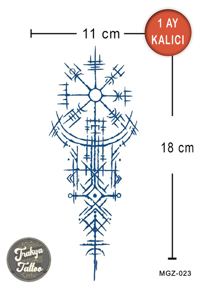Trakya Tattoo 1 Ay Kalıcı Dövme Yarım Kol Vegvísir (Yol Gösteren Pusula) Geçi...