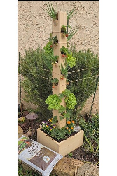 Ev dekka Ahşap Dikey Bahçe Sistemi – Balkon ve Teras İçin 120 cm Saksı Standı...