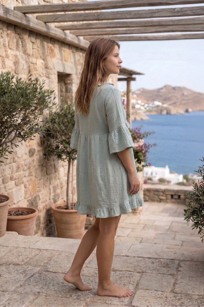 Bedinn Müslin Fırfırlı Elbise Elysia - %100 Pamuk Salaş Boho Stil