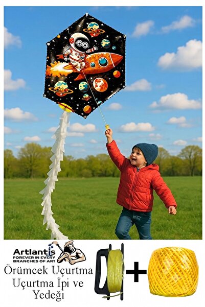 Artlantis Renkli Uçurtma Çıtalı Yedek İpli 1 Paket Uçurması Kolay Uçurtma Ahş...