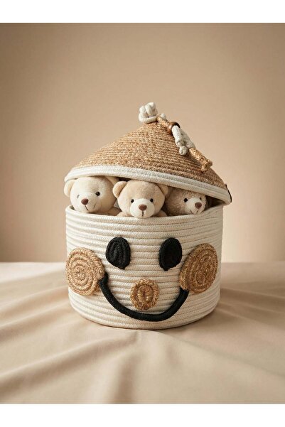 Magu İpli Kapaklı Figürlü Oyuncak Saklama Sepeti