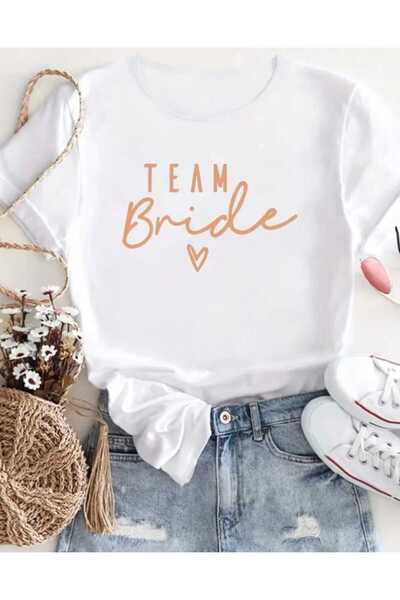 JENOLAN Team bride printed oversize loose boyfriend t-shirt bridal concept