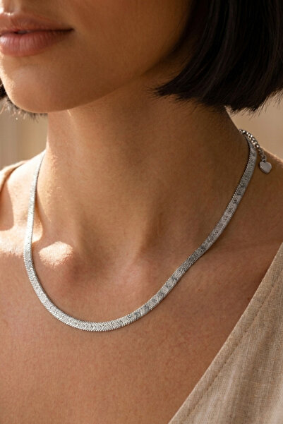Rua Jewelry Steel Italian V-Line Necklace 4 mm Silver Color |   Anti-Tarnish,...