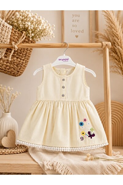 Superbaby Baby dress, ORYEDA with delicate embroidery, straw yellow