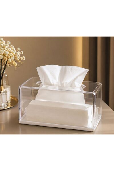 Noor Transparent Acrylic Tissue Box Modern Style Elegant Design for Offices a...
