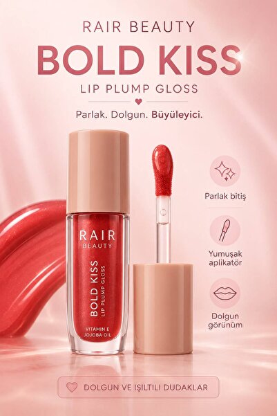 RAİR BEAUTY Bold Kiss Dudak Dolgunlaştırıcı Parlatıcı – Işıltılı Lip Gloss Kı...