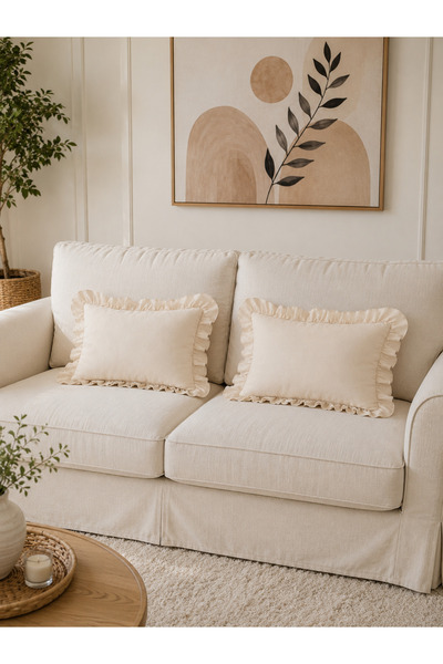 Luxoras Home Keten Fırfırlı Yastık Kılıfı Kırlent 2’li Set – Çeyiz Seti