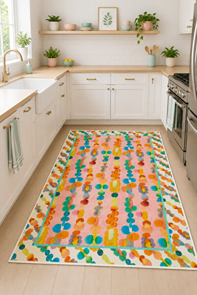 PINKIE HOME Makinede Yıkanabilir Kaymaz Taban Leke Tutmaz Dijital Mutfak Halı...