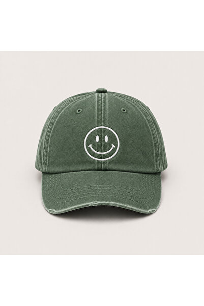 WeavedCo قبعة بيسبول كلاسيكية مطرزة بعبارة "Smile" قابلة للغسل
