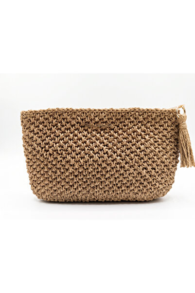 DERYASSHANDMADE El Örgüsü Kağıt İp Bohemian El Çantası & Clutch