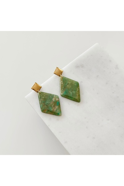 Vesce Atelier Jade Effect Dangle Handmade Earrings