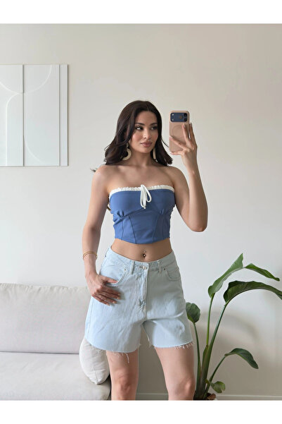 Zoom Butik BSK Ön Bağcık Büstiyer - BEBE MAVİSİ