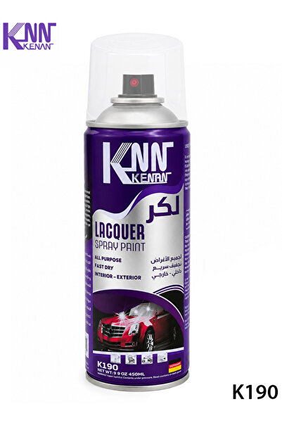 KENAN K190 Lacquer Spray Paint 450ml Clear Gloss Fast Dry Multi-Surface Inter...