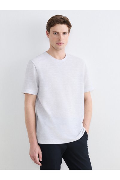 LC Waikiki Tricou texturat cu guler rotund pentru bărbați