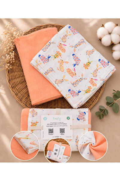 HAFY BABY 2'li Müslin Örtü 100x110 %100 Pamuk Organik