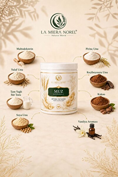 La Miera Norel Bitkisel İçerikli Muz Aromalı Yüksek Kalorili Toz Karışımı 2 Aylık 250gr X 2 Kutu
