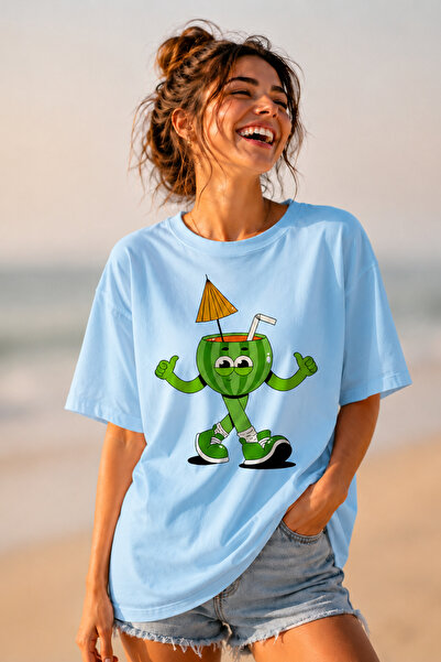 ArtYus Watermelon Character Printed Unisex Oversize T-Shirt – Cotton Crew Nec...