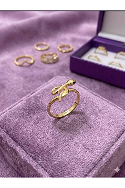 Singularis Kadın Gold Medikal Alaşım Minimal Yılan Figürlü Yüzük - Lüks Eklem...
