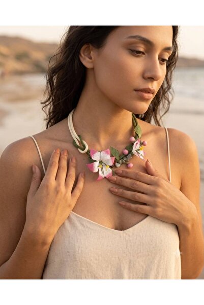 elemeğiürünler Needlepoint Design Necklace Flower Necklace