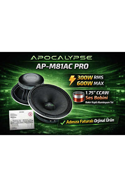 Genel Markalar AP-M81ACPro Arnold 20 cm 600W 300RMS Yeni Seri Russia Spl Midrange