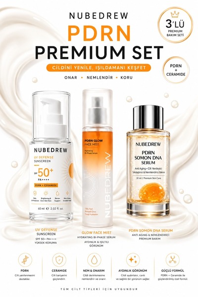 NUBEDREW PDRN Premium Bakım Seti – PDRN Somon DNA Serum + Glow Face Mist + SP...
