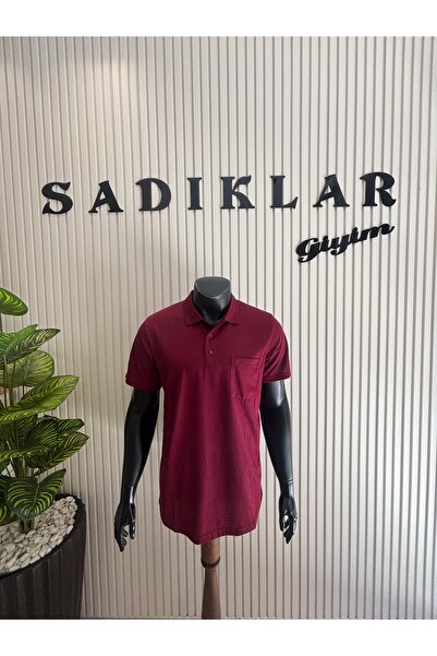 Sadık Collection تي شيرت رجالي مقاس كبير بياقة بولو وجيب من القطن الممشط بأكم...