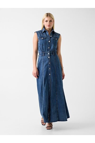 Guess Indigo Kadın Denim Elbise