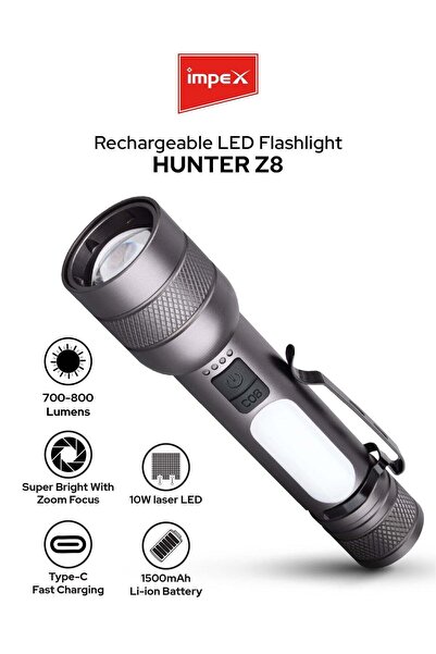 IMPEX مصباح يدوي LED قابل لإعادة الشحن هنتر Z8 |   10 واط إل إي دي |   700-80...