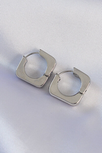 OGHAMAY Brass Silver Color Square Earrings
