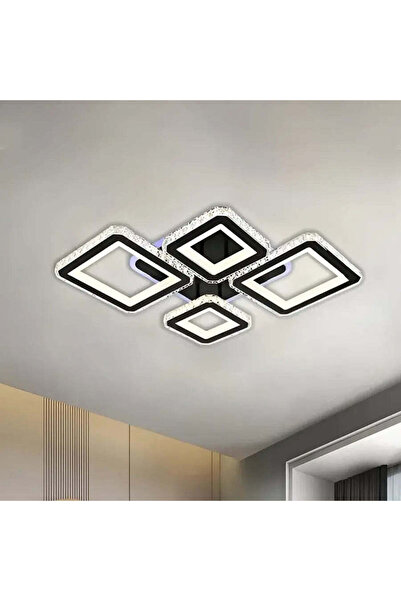La Cucu Lustra LED cu telecomanda si cristal QUADRIS RGB 82W, 4 Patrate, lumi...