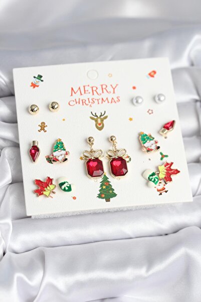 OGHAMAY 8 Pairs of Christmas Themed Women's Earrings