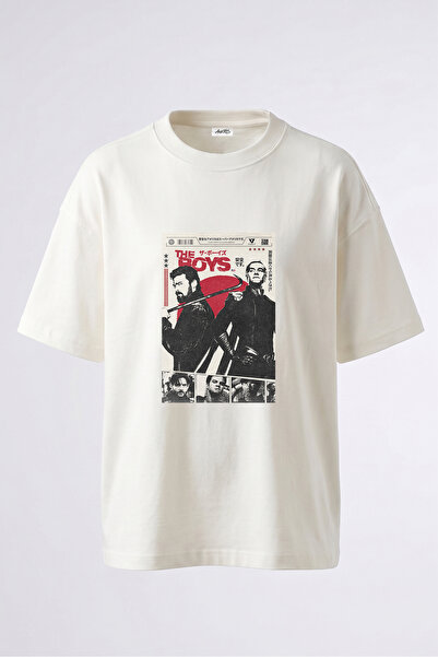 Anetos The Boys Design Back cu imprimeu Bumbac Alb supradimensionat tricou