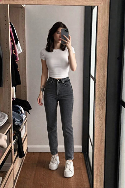 XRAY JEANS Pantaloni de damă Trend Mom Fit din denim elastic afumat