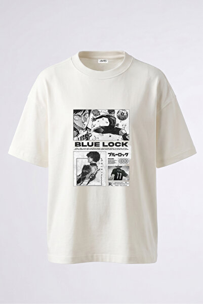 Anetos Blue Lock Isagi dizajn, pamučna bela majica sa leđnim printom, oversize