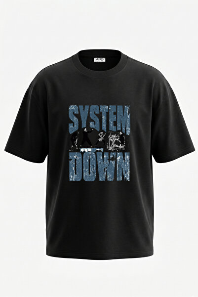 Anetos تي شيرت System Of A Down_5 من القطن الأسود المطبوع على الظهر بتصميم كب...