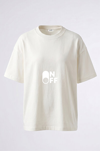 Anetos Tricou supradimensionat din bumbac alb, cu imprimeu pe spate, cu desig...