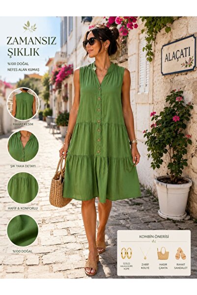 SELGORA Women's Sleeveless Flared Dress Is Standard Size.