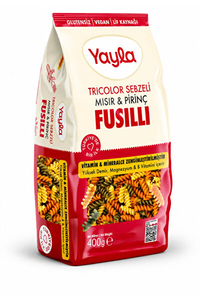 Yayla Tricolor Sebzeli Fusilli 400 g | Glutensiz Vegan Lezzet, Renkli Makarna...