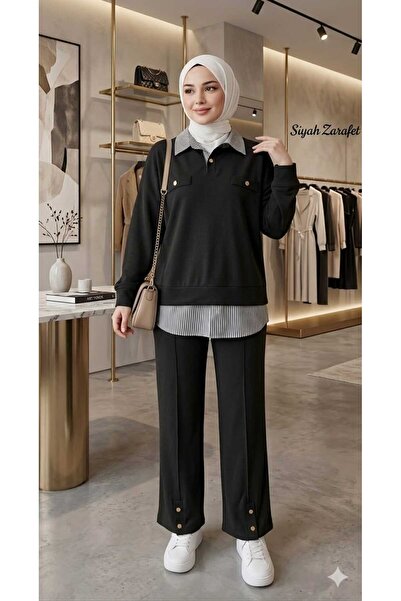 Butik Women's Shirt Detailed Tracksuit Set