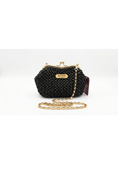 JADDA حقيبة كتف كلاسيكية مصنوعة يدويًا من النسيج الشبكي، حقيبة كتف أنيقة من ا...