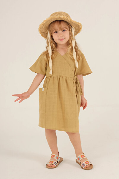 Mioma Kids Double-Breasted Lace-Up Dress Soft Yellow
