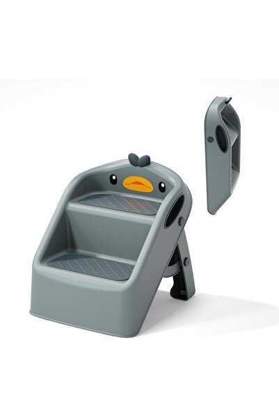 Arabest Foldable 2-Step Toddler Stool,Dark Grey,15 Inches Height,for Kids Bat...