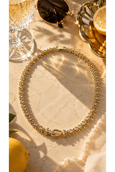 XUPING JEWELRY Xuping Gold Zirkon Taşlı Kadın Kolye – 14K Altın Kaplama Şık T...