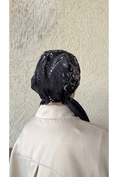 Anatolye Black Ethnic Pattern Soft Scarf Bonnet - Non-Slip, Anti-Sweat (Non-Slip)